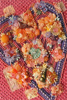 bead embroidery by Robin Atkins, beaded vlaentine