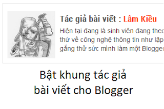 Hướng dẫn bật khung tác giả bài viết cho Blogger