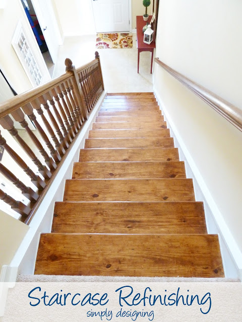 Staircase Refinishing | step by step instructions on how to rip up carpet and refinish wood stairs, including all the mistakes we made along the way | Simply Designing | #diy #decorating #homedecor #homeimprovement #homeprojects #tutorial #stairs #stain