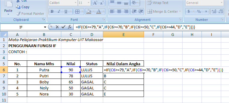 Fungsi IF pada Excel dan Contoh Fungsi IF pada Excel dan Contoh