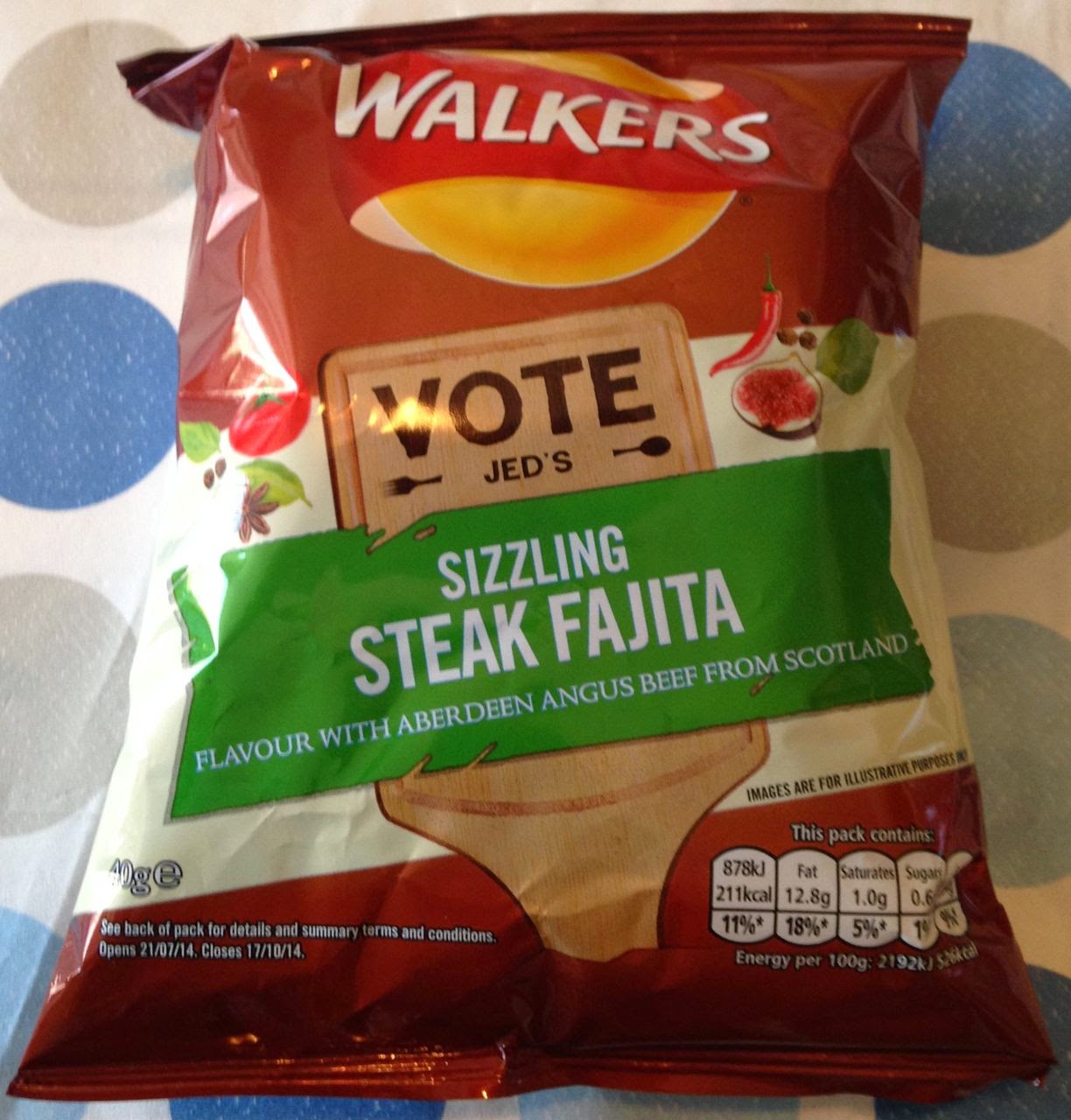 FOODSTUFF FINDS Jed’s Sizzling Steak Fajita Crisps (Walkers_Crisps) [By Cinabar]