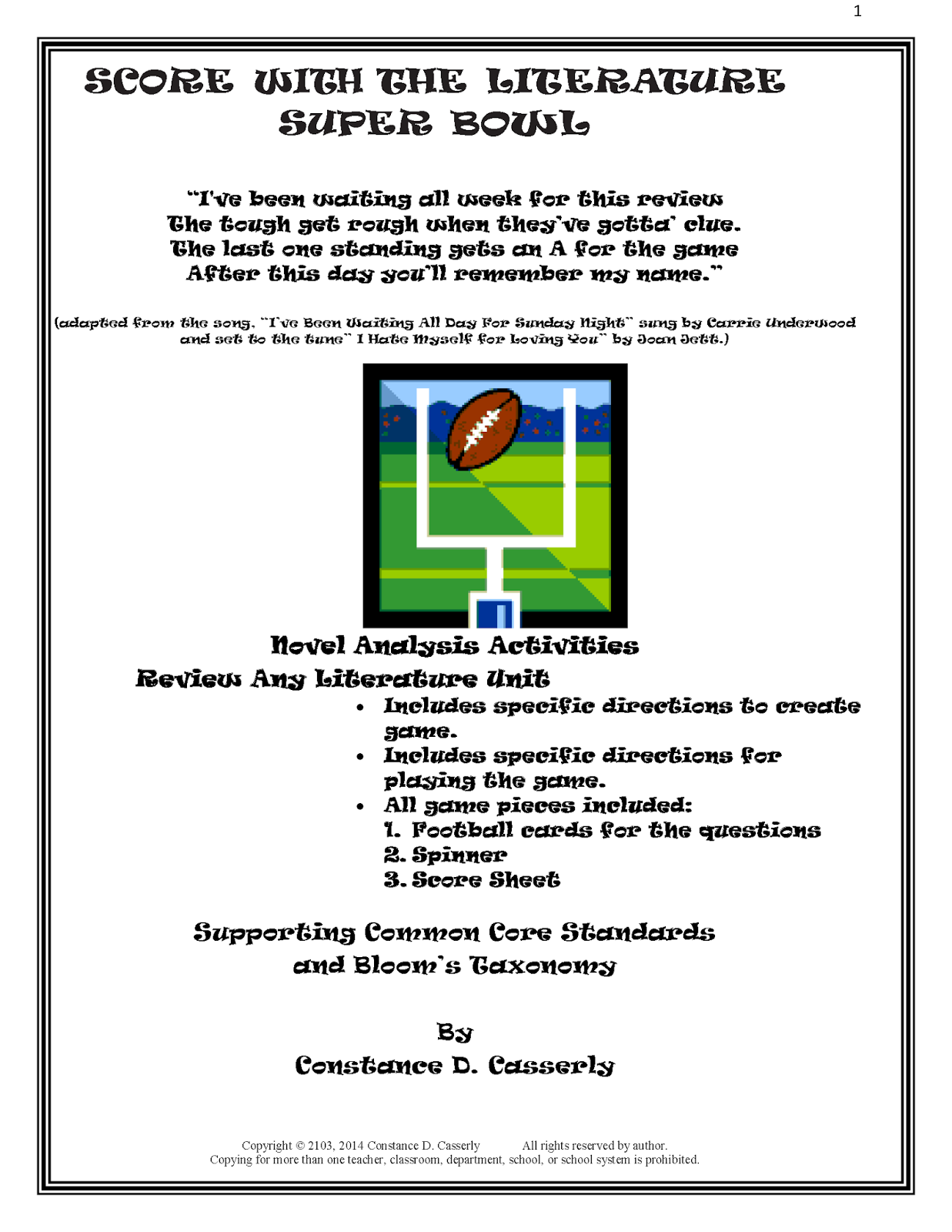 TEACH IT WRITE Score With the Literature Super Bowl