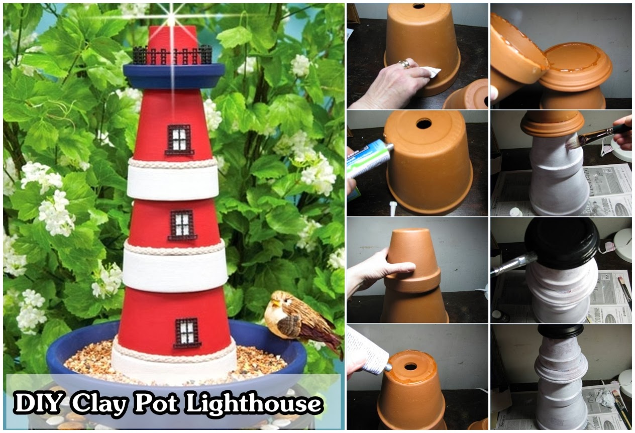 DIY Make a Clay Pot Lighthouse
