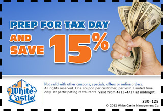 Tax Day 2012: White Castle 15% Off Coupon