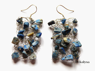 Blog de kym : K&M Bijoux et Accessoires, Boucles d'oreilles lapislazuli faites au crochet