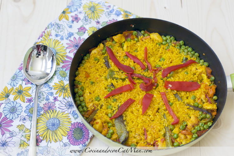 Paella en sartén para dos. Receta. catBásicas Cocinando con CatMan