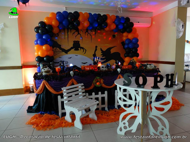 Halloween - Decoração tradicional luxo para festa infantil Mesa decorativa com o tema Halloween para festa de aniversário infantil realizado na Barra da Tijuca - Rj
