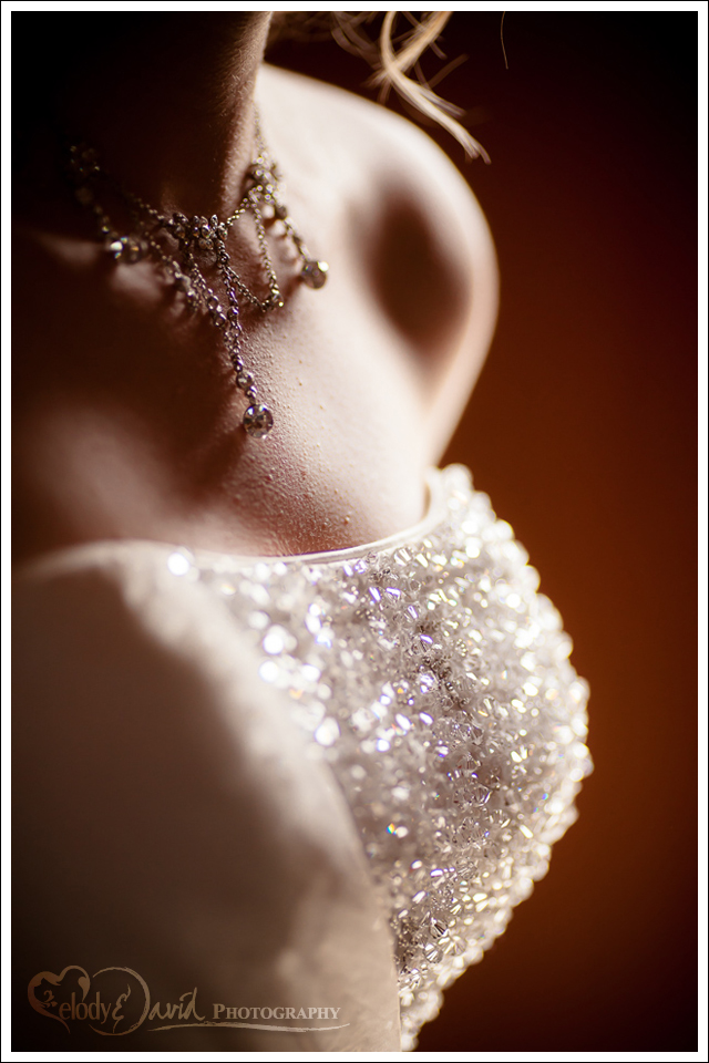 Wedding Necklace Detail shot of bride wearing necklace