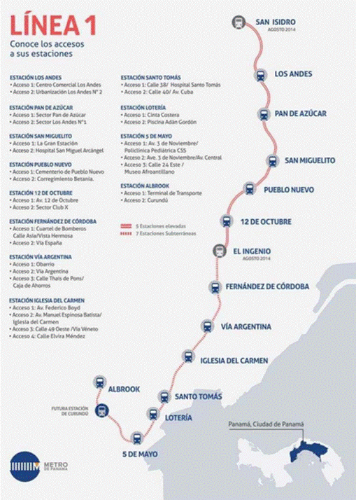 Metro Panamá: Mapa estaciones. Horario Sábados, Domingos. Hora último metro. Hasta que hora hay metro en Panamá. Líneas. 