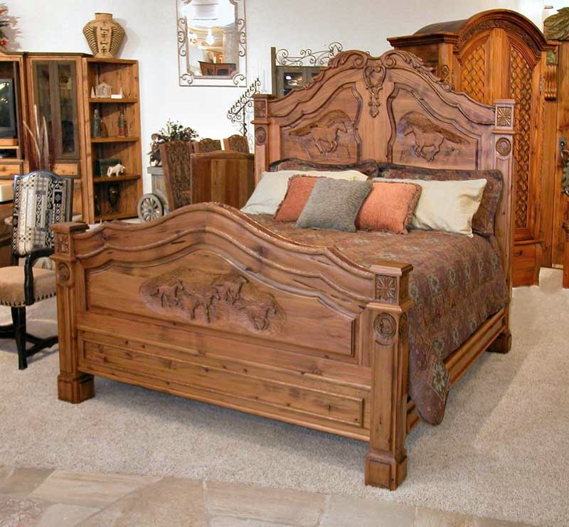 King Bed French Western Bed Teak Wood Carving Furniture