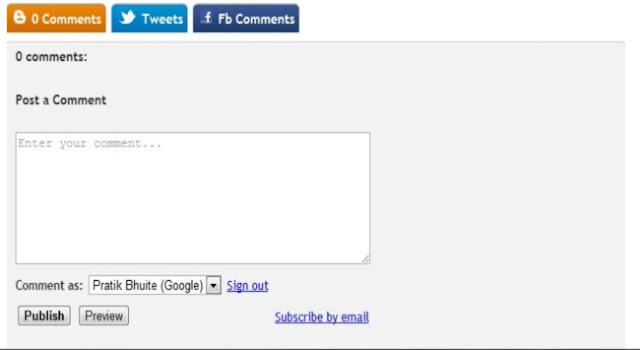Add Facebook/Twitter Tab in Blogger Comment Box