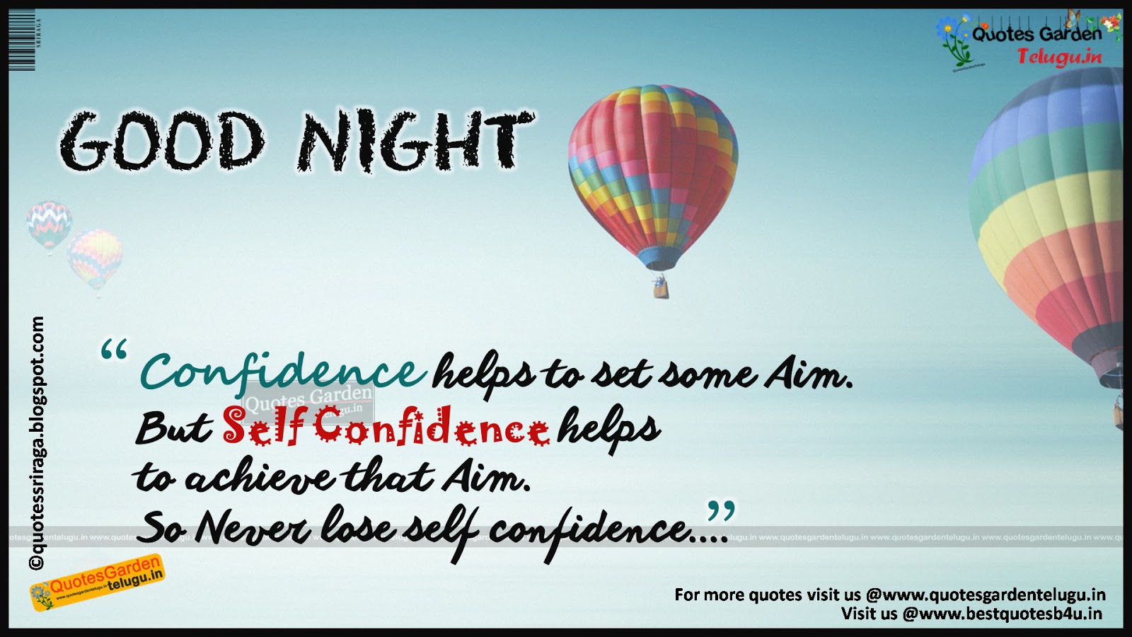 Self confidence quotes with good night greetings | QUOTES GARDEN ...