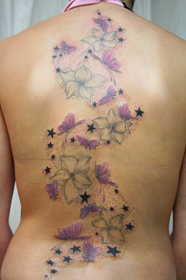 Womenfashion Butterfly And Flower Tattoos