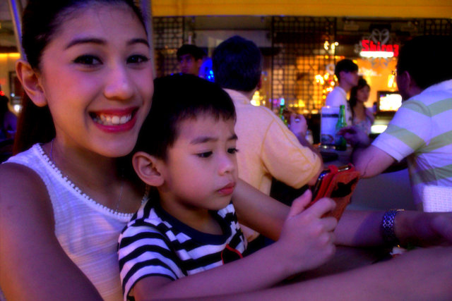 happy mother son