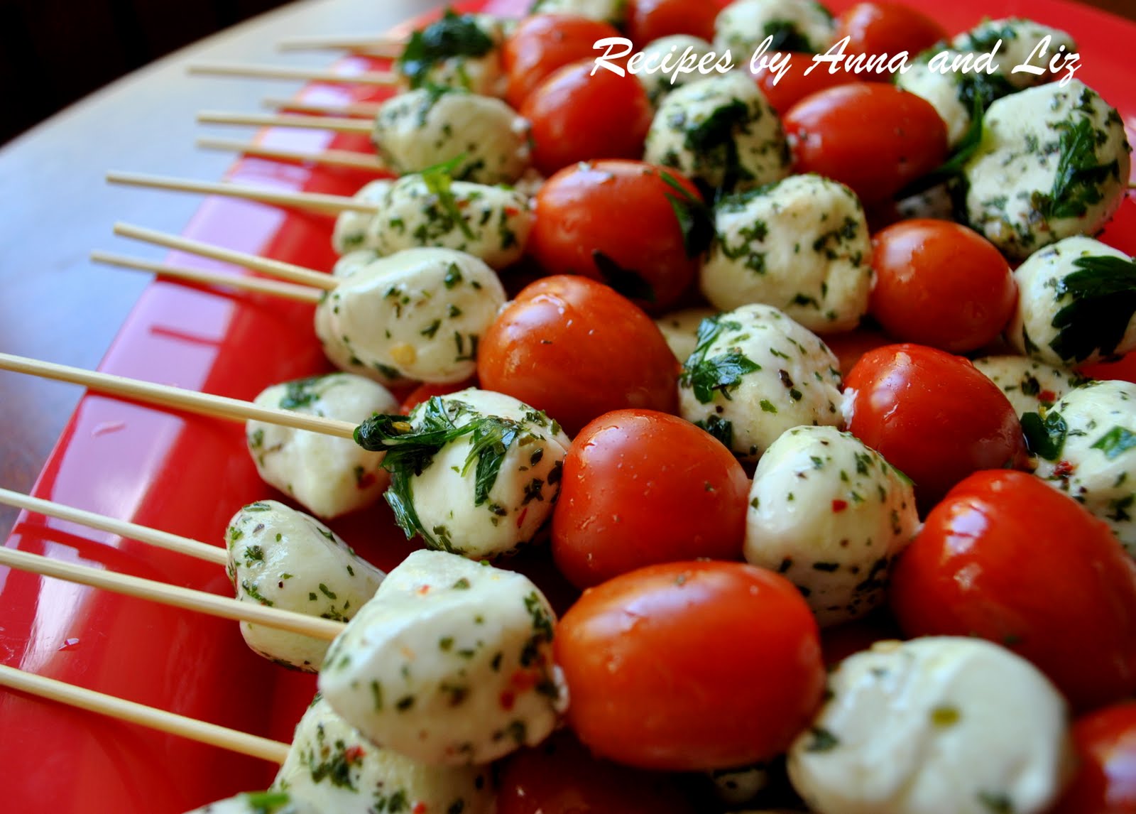 Easy Mozzarella and Tomato Kabobs 2 Sisters Recipes by Anna and Liz