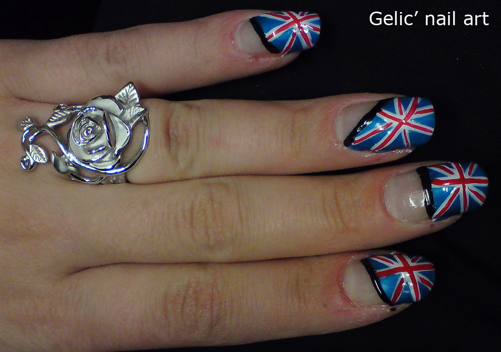 Gelic' nail art Great Britain flag nail art/ England flag nail art