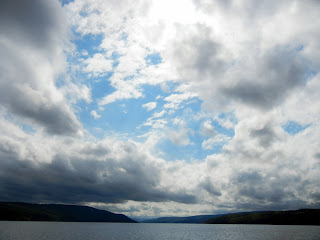 Riding on a boat on one of the Finger Lakes in New York