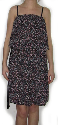 dress,remade, recycled, fabric, sewn, handmade, thread, zips, pattern, floral, flower