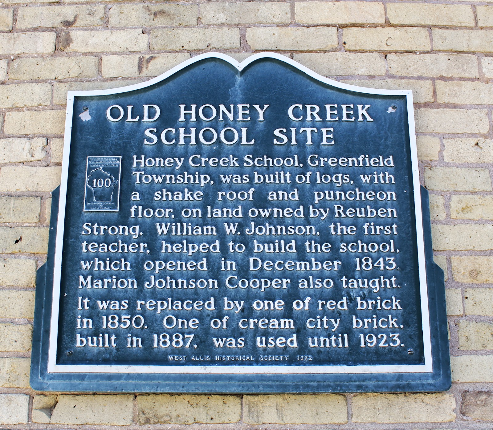 Wisconsin Historical Markers WRL100 Old Honey Creek School Site