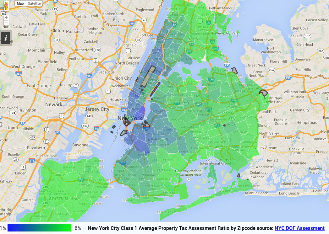 Timing New York City Class 1 Average Property Tax Payment by Zipcode