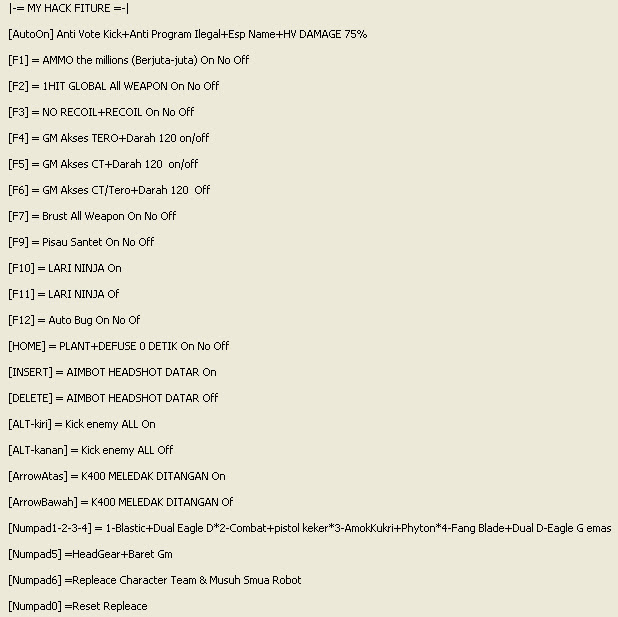 UPDATE CHEAT PB== 1 HIT , AMMO, GM AKSES, PISAU SANTET, AIMBOT, REPLACE PISTOL & PISAU , ESP NAME & ANTI BANNED / ANTI PROGRAM ILEGAL - SPECIAL FULLHACK  Hotkey