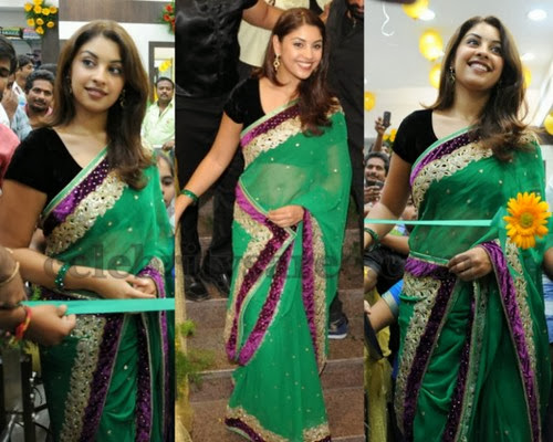 Richa Gangopadhyay Velvet Green Saree