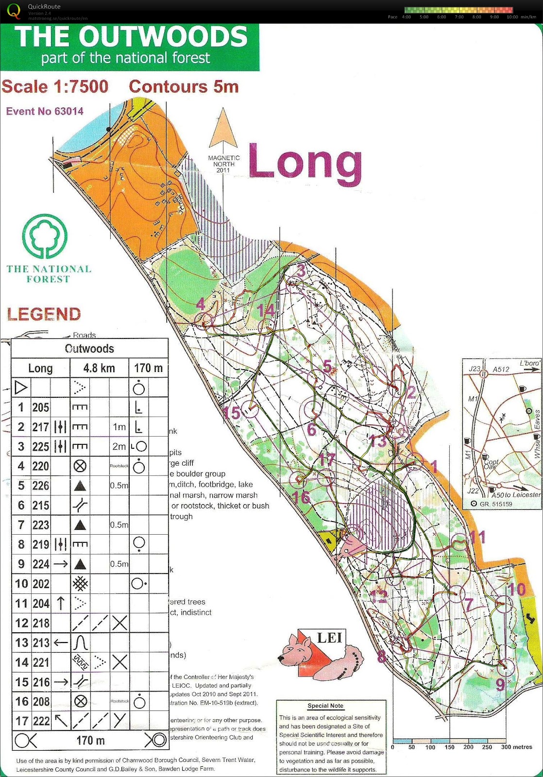 Orientēšanās kartes The Outwoods (Loughborough)
