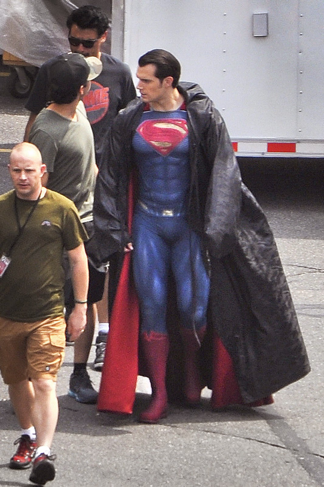 Henry Cavill on the Set of Batman v Superman