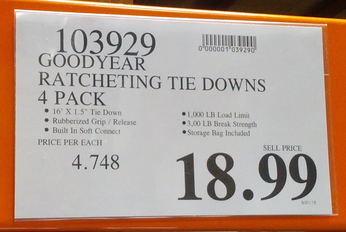 Goodyear Ratcheting Tie Downs (4Pack) Costco Weekender