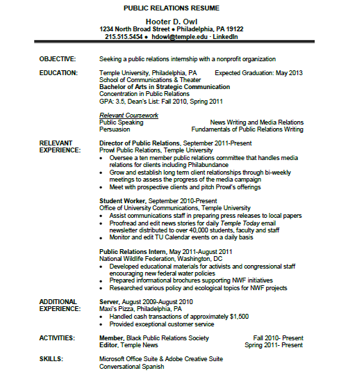 sample of good resumes