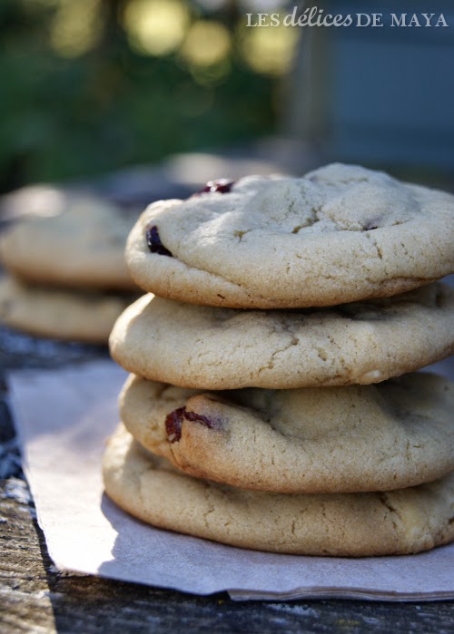 Les délices de Maya Biscuits au chocolat blanc et aux canneberges de