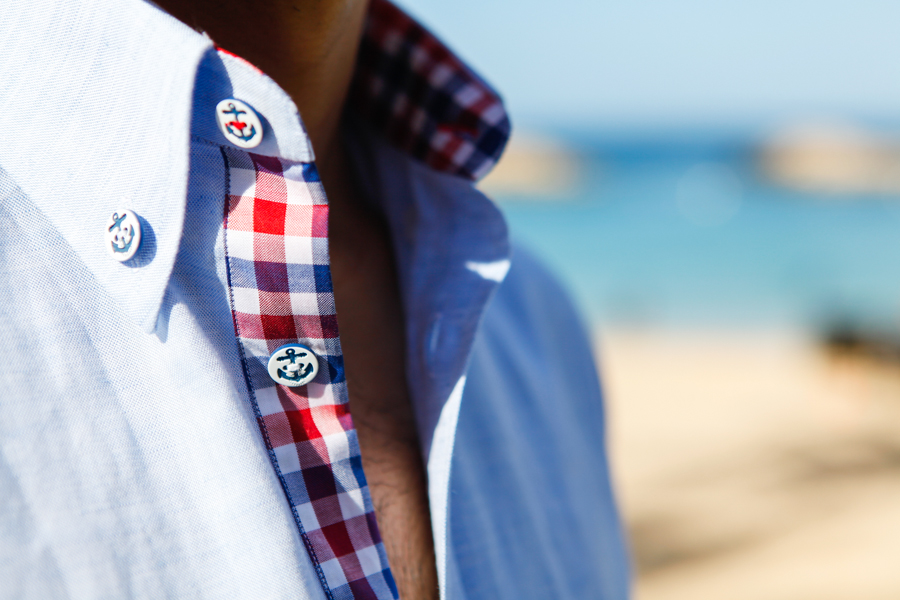 Levitate Style - Anchor 4th of July | Sharp Casual Hawaii Summer Style JJ Threads Custom Linen Shirt, Uniqlo Jeans, Daniel Wellington Watch