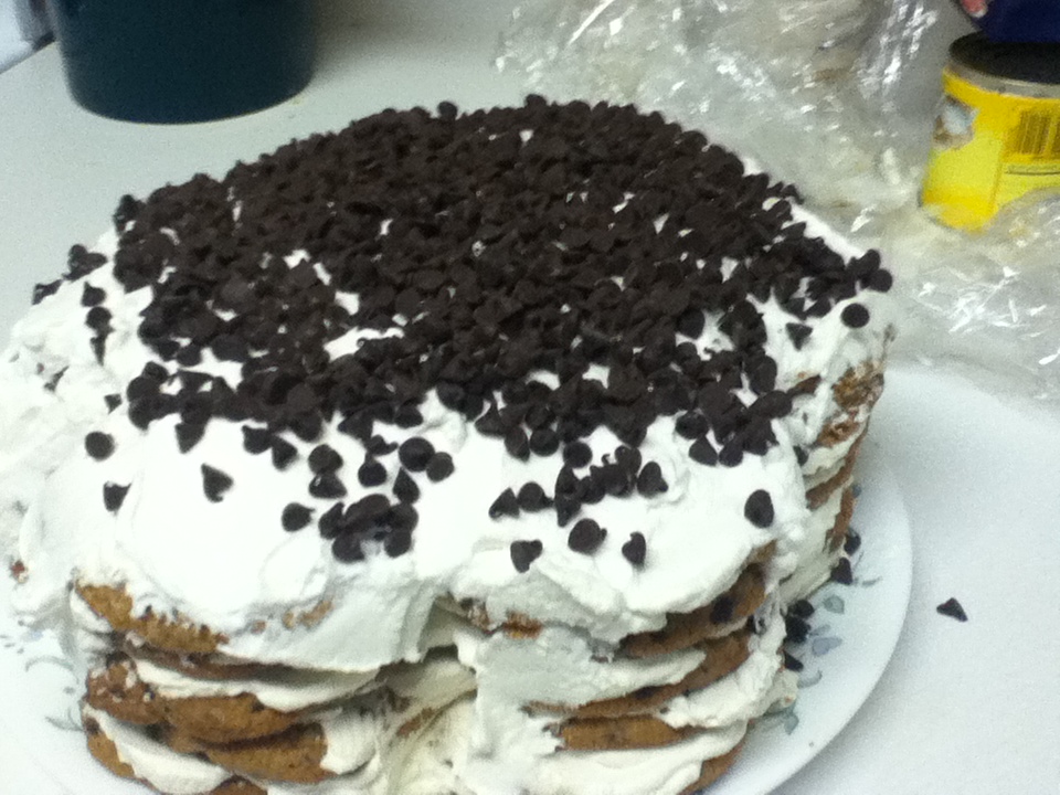 Just Winging It Chocolate Chip Cookie Cake