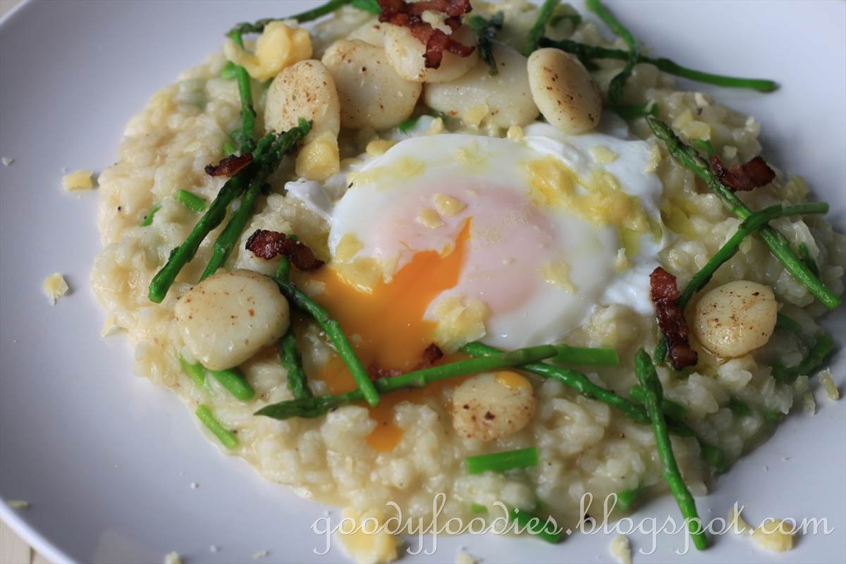 GoodyFoodies Recipe Asparagus and scallop risotto with poached egg