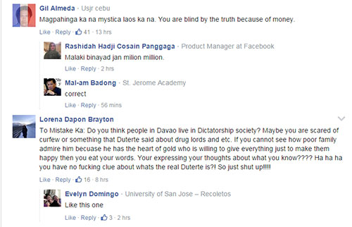 Mystica's reaction to Duterte gained a lot of flak from netizens