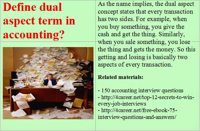 accounting interview questions define dual aspect term in accounting define aspect