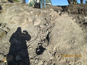 Loose Volcano rock soil towards the plateau summit.