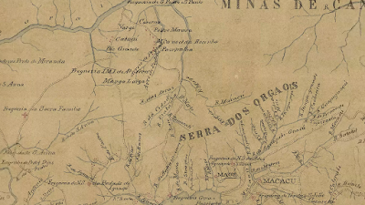 Local da futura cidade de Petrópolis na planta da província do Rio de Janeiro de 1830