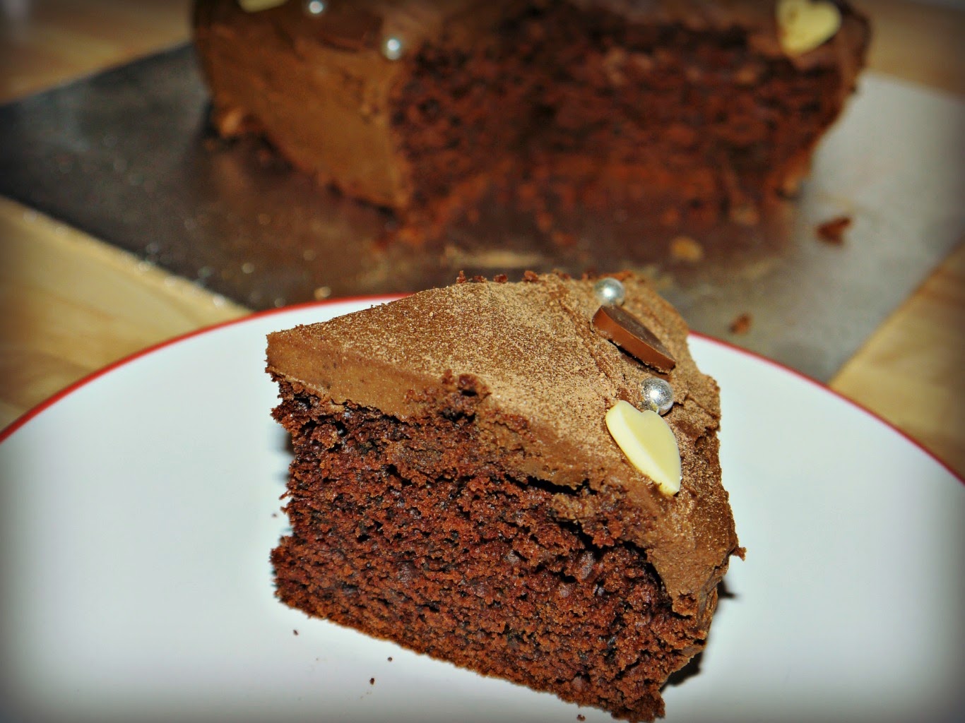 A slice of chocolate cake Dr Oetkers, chocolate cake