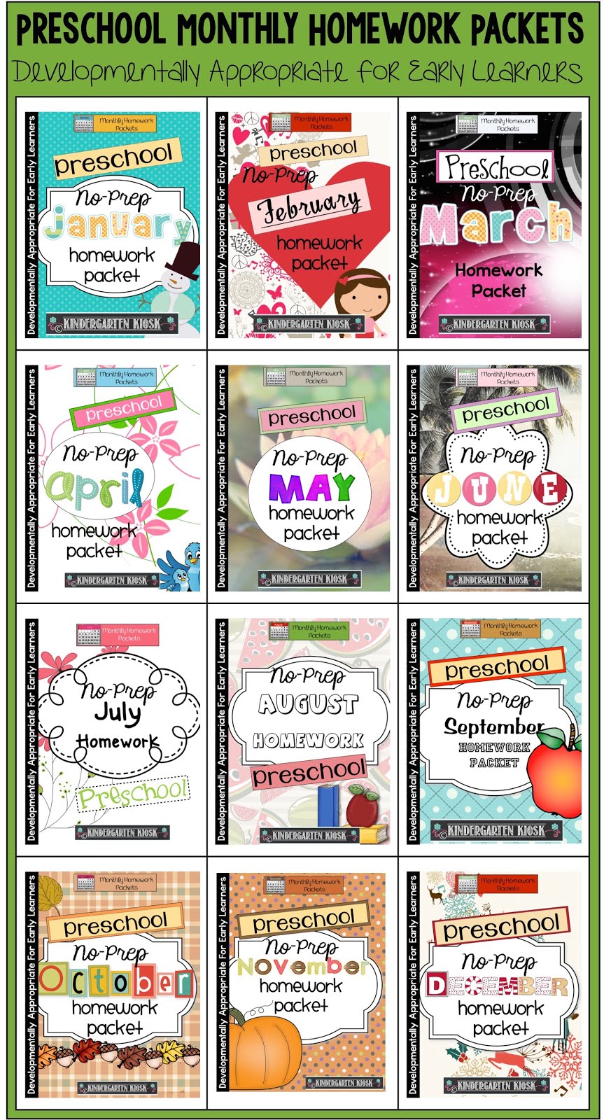Monthly homework packets picture