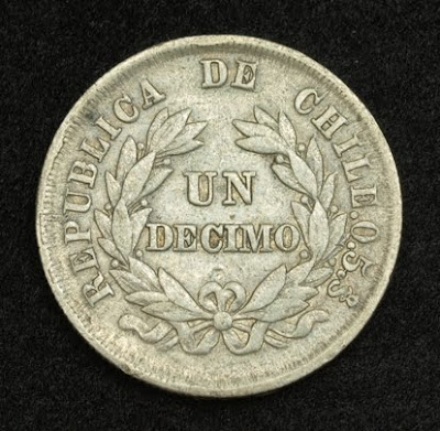 Chile Decimo Silver 10 Centavos Coin