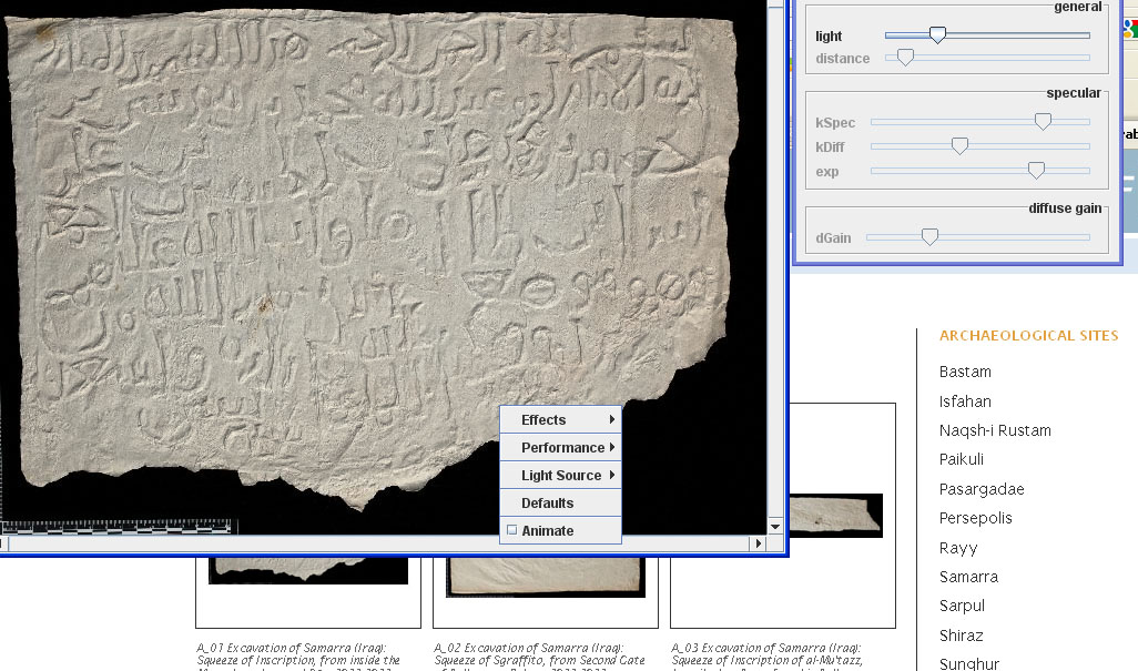 A screenshot of the Freer|Sackler Archives' Squeeze Viewing Tool, part of their Squeeze Imaging Project and Web Resource, Courtesy of the Smithsonian Collections Blog. A screenshot of the Freer|Sackler Archives' Squeeze Viewing Tool, part of their Squeeze Imaging Proj
