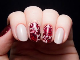 Ruby red floral print by @chalkboardnails