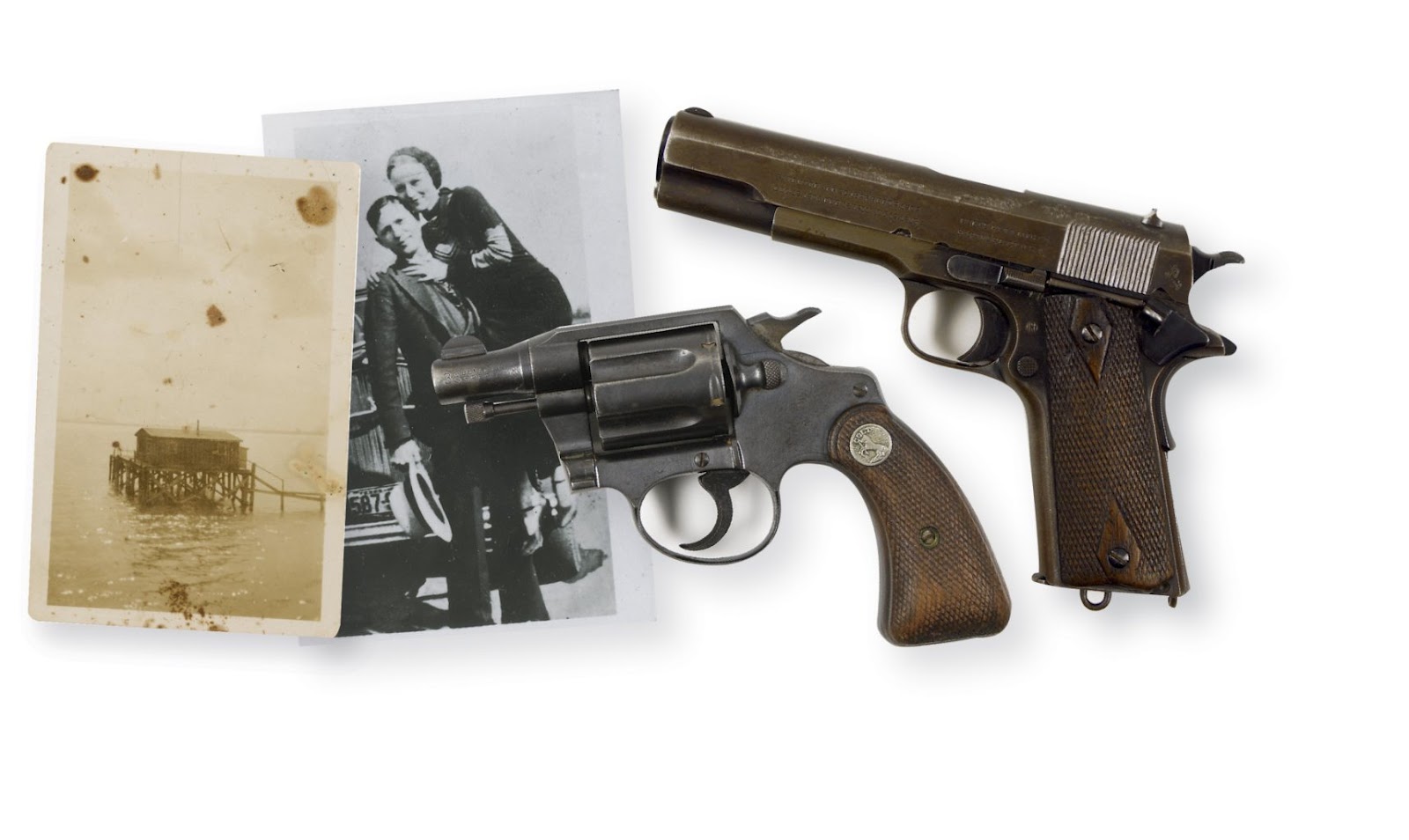 History Scene Bonnie & Clyde Guns Bound Together at Auction