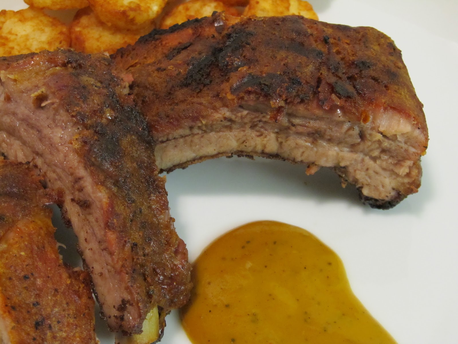 Jenn's Food Journey Dry Rubbed Pork Ribs with Mustard BBQ Sauce