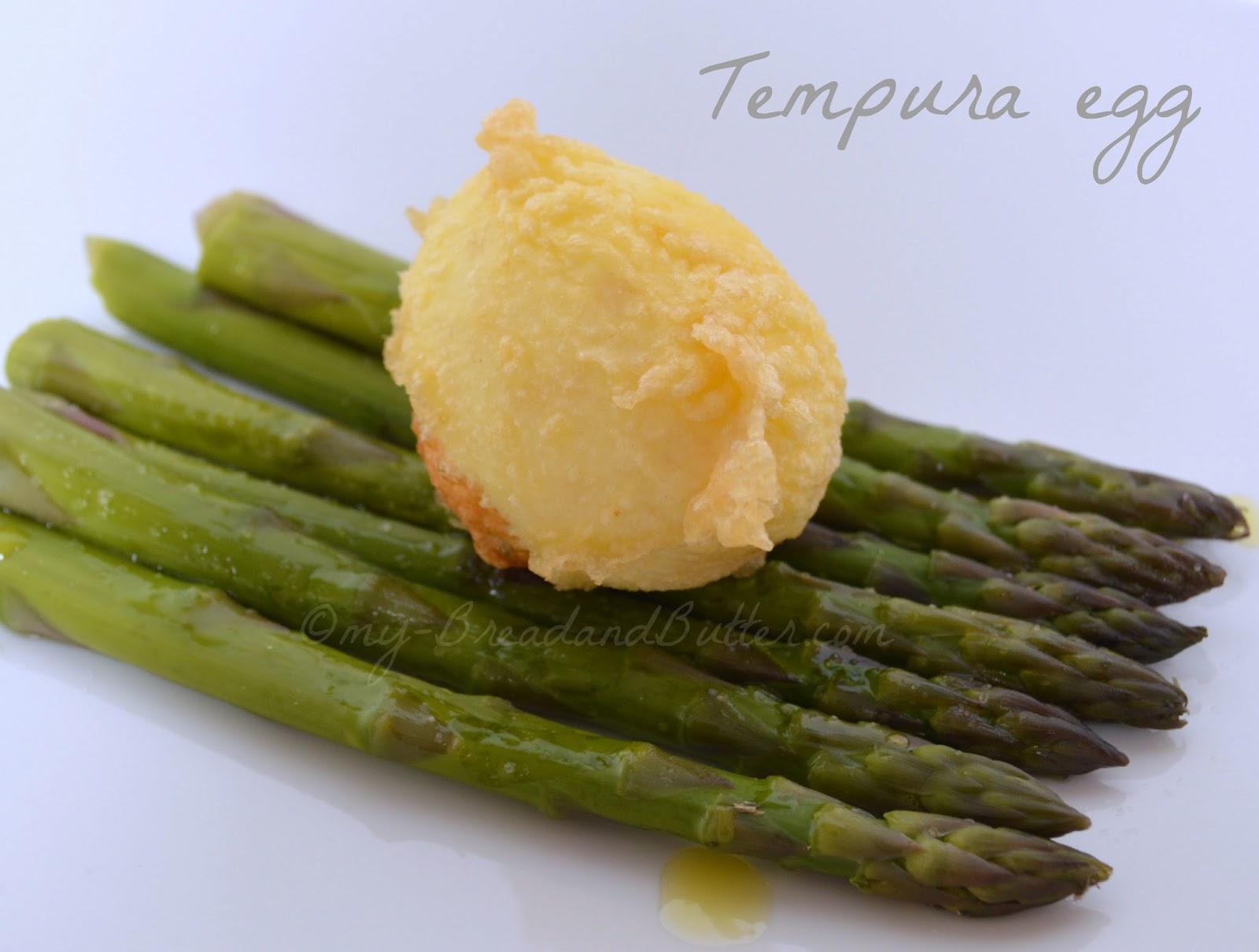 Bread and Butter.... Tempura egg with steamed asparagus!!!