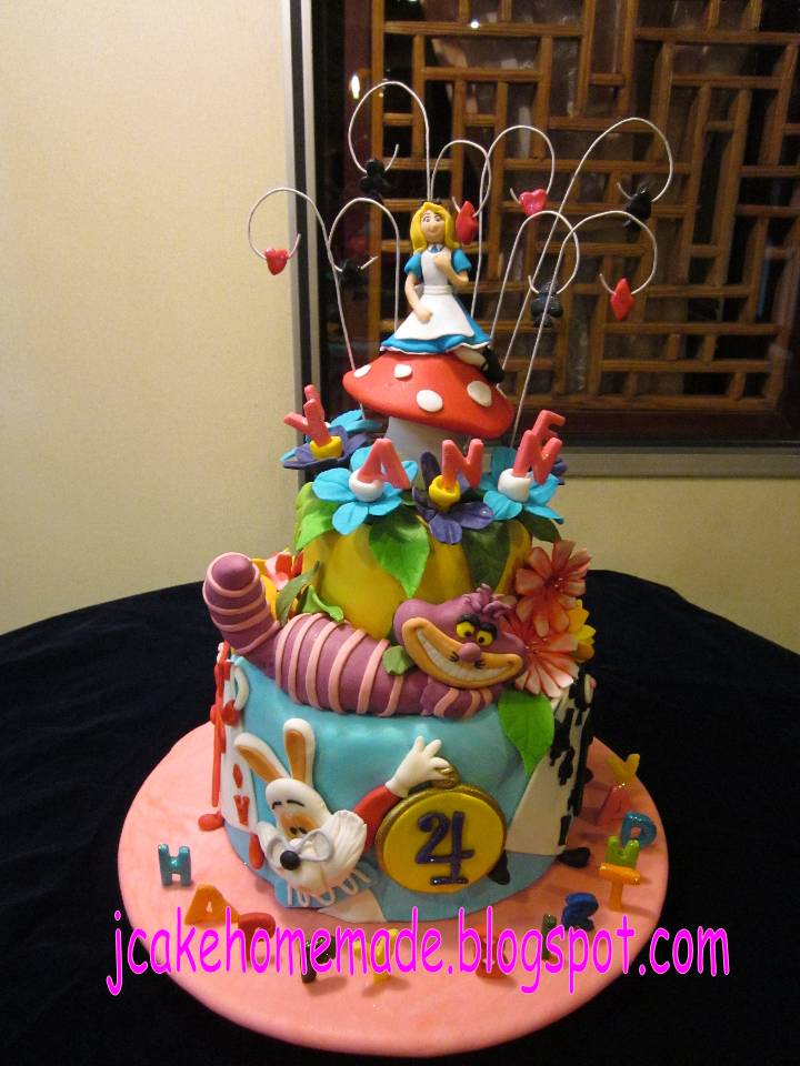 Jcakehomemade Alice in wonderland birthday cake