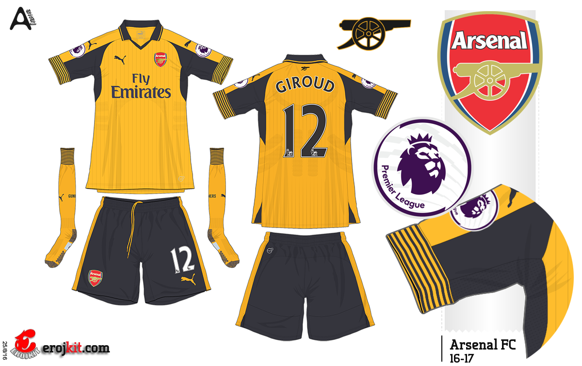 arsenal uniforme amarelo