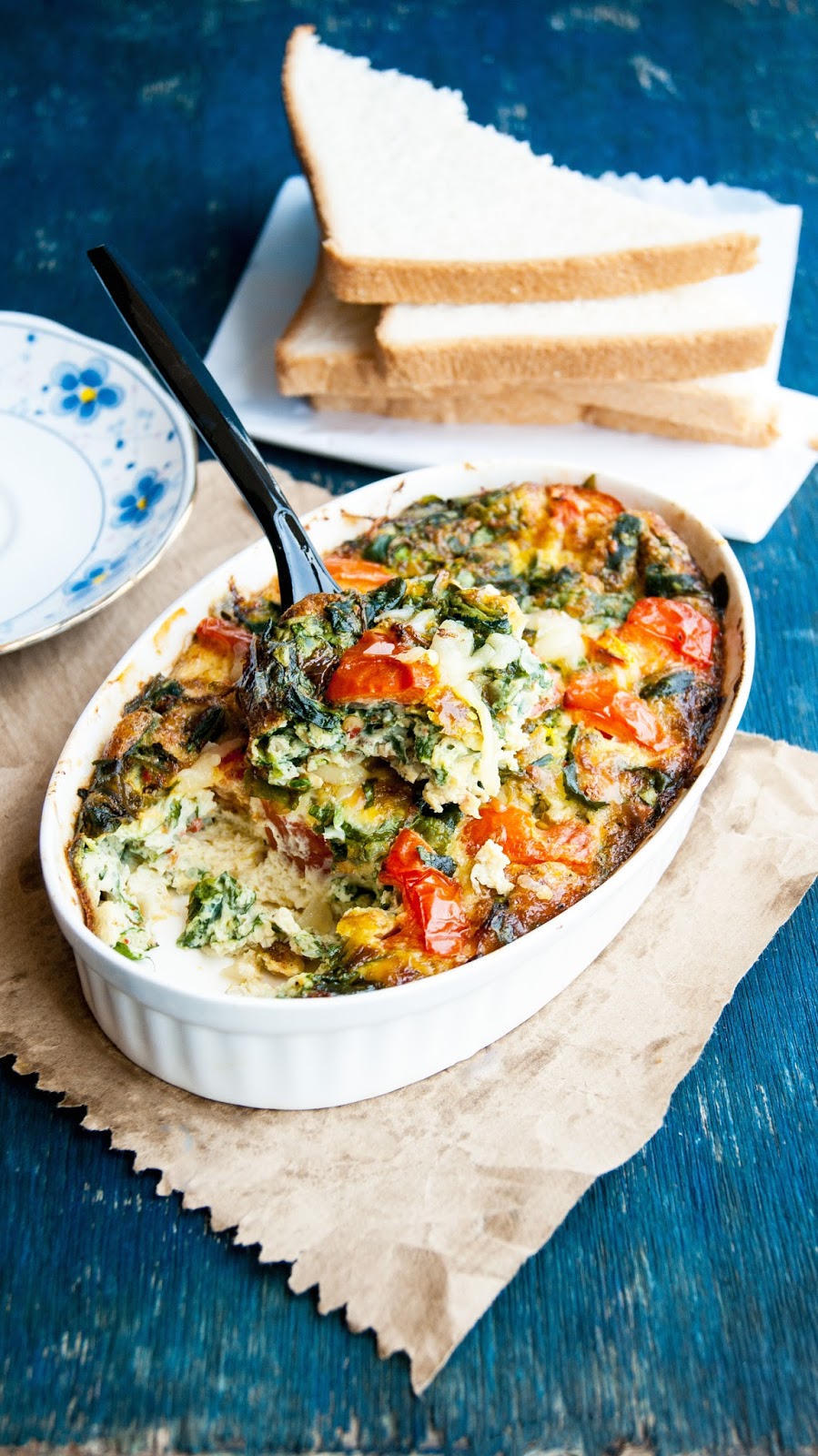 Always Hungry: Baked Spinach and Tomatoes Frittata for two