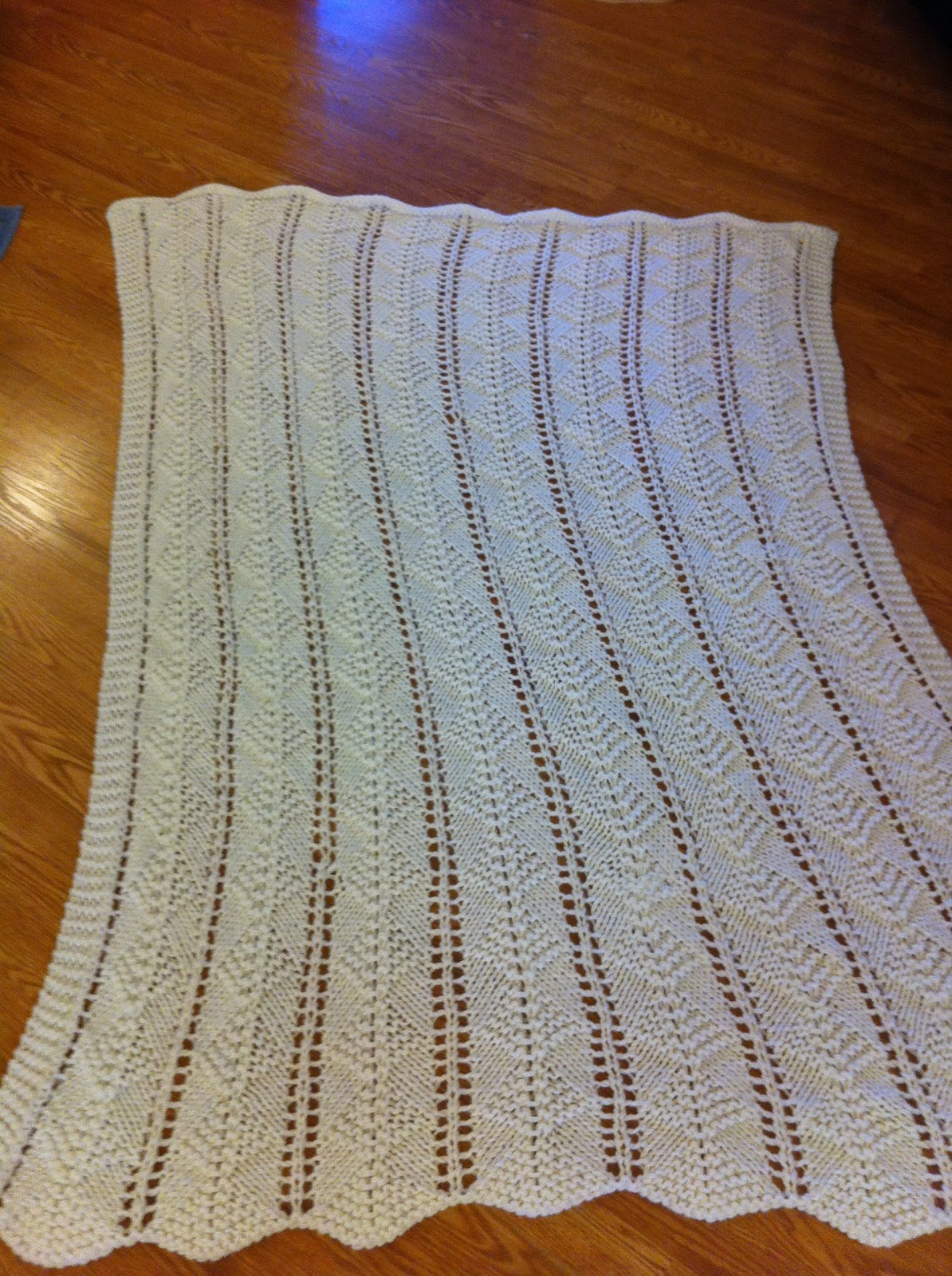 Kate Can Help Knit Afghan Lacy Garter Stitch Diamonds